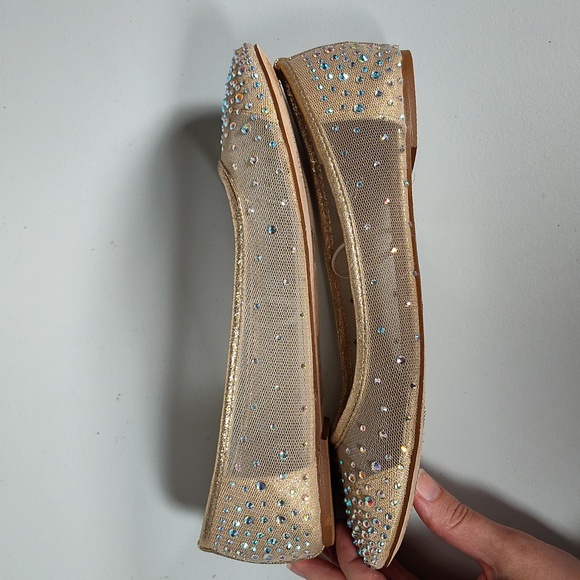 David's Bridal Illusion Toe Cap Crystal Embellished Ballet Flats 7.5 - Picture 7 of 12